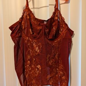 Underwire Bustier - Lace Red & Gold